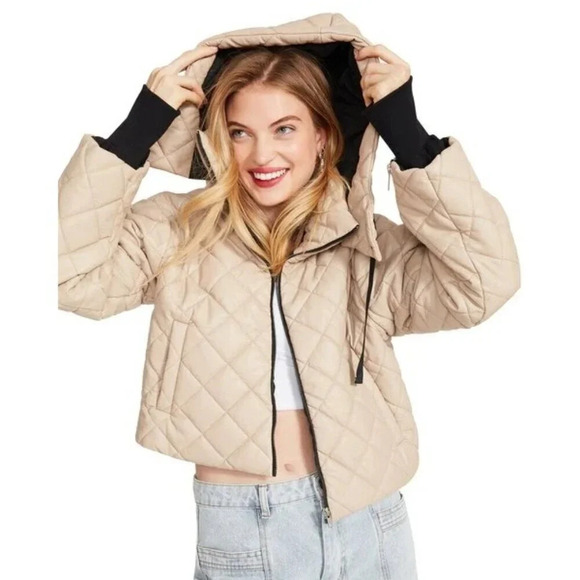 STEVE MADDEN Hayle Jacket in Beige Small Womens Vegan Coat Faux Leather - Picture 14 of 16